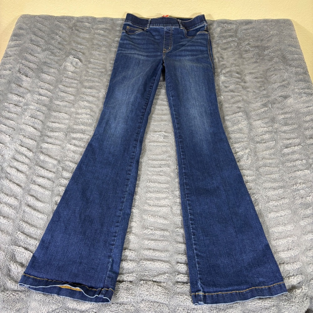 Spanx Flare Jeans Medium Tall Dark Wash Pull On High Rise Denim AR827